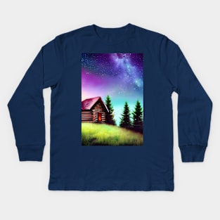 Galaxy Log Cabin Kids Long Sleeve T-Shirt